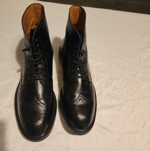 Magnanni Men's Black Wingtip Leather Boots